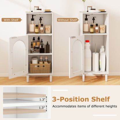 Bathroom Floor Cabinet Wood Side Storage Organizer with Adjustable Shelf, White Floor Cabinets at Gallery Canada