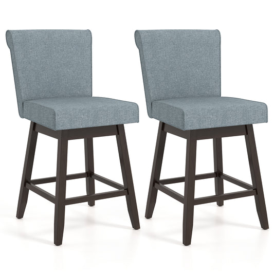 27 Inch Counter Height Bar Chairs with Rubber Wood Legs Set of 2, Gray Patio Bar Furniture Gray at Gallery Canada