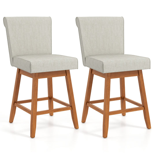 27 Inch Counter Height Bar Chairs with Rubber Wood Legs Set of 2, Beige Patio Bar Furniture Beige at Gallery Canada