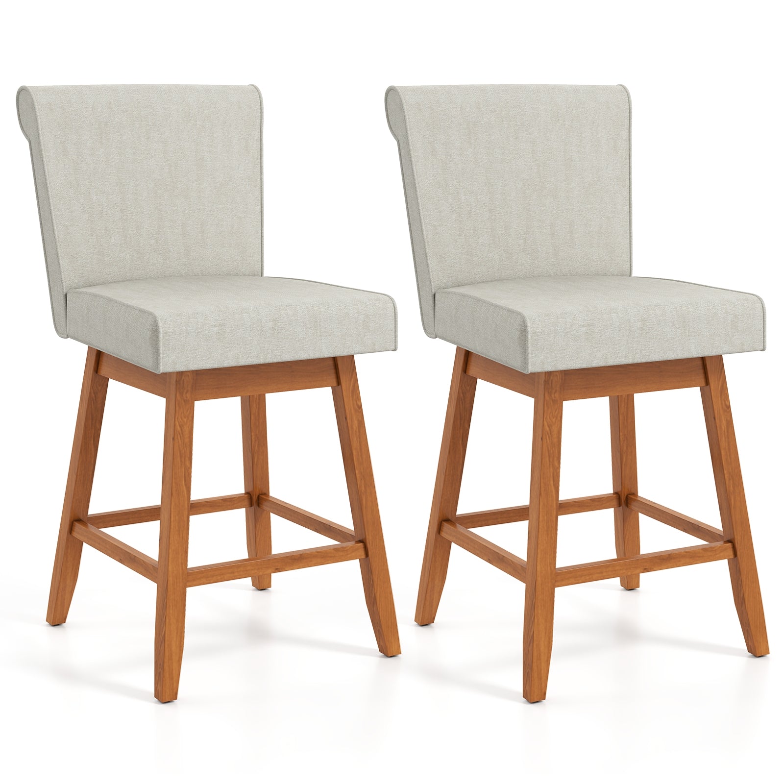 27 Inch Counter Height Bar Chairs with Rubber Wood Legs Set of 2, Beige Patio Bar Furniture at Gallery Canada