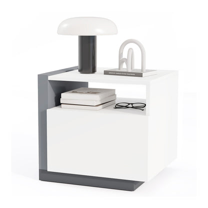Modern Minimalist Nightstand with Drawer for Bedroom, White Nightstands White at Gallery Canada