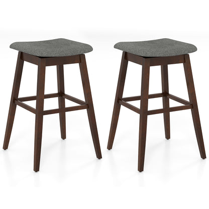 Swivel Bar Stools Set of 2 with Footrest and Rubber Wood Legs, Brown Bar Stools at Gallery Canada
