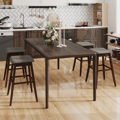 Swivel Bar Stools Set of 2 with Footrest and Rubber Wood Legs, Brown Bar Stools at Gallery Canada