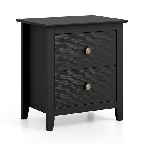 Modern Nightstand, 2 Drawers, Small Spaces, Black