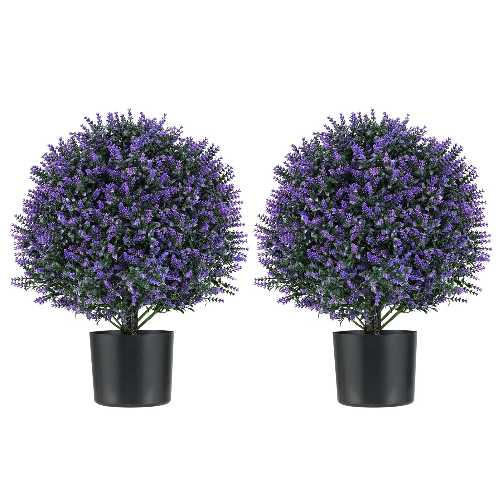 2 Pack Artificial Lavender Topiary Ball Tree Faux Shrub Bushes with Flowers, Purple Faux Plants at Gallery Canada