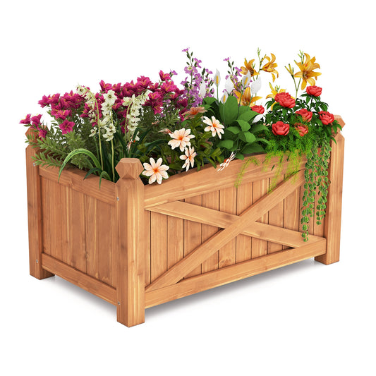 Wooden Raised Garden Bed, Drainage Holes, Patio Garden-S, Natural Raised Garden Beds Natural at Gallery Canada