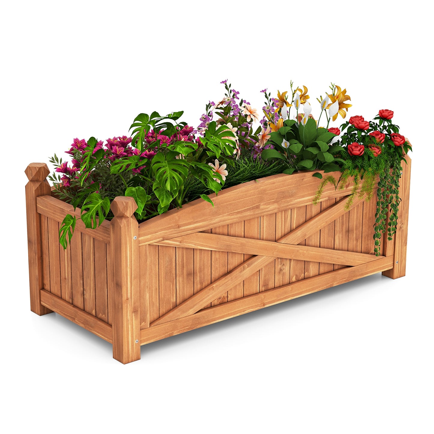 Wooden Raised Garden Bed, Drainage Holes, Patio Garden-L, Natural Raised Garden Beds Natural at Gallery Canada
