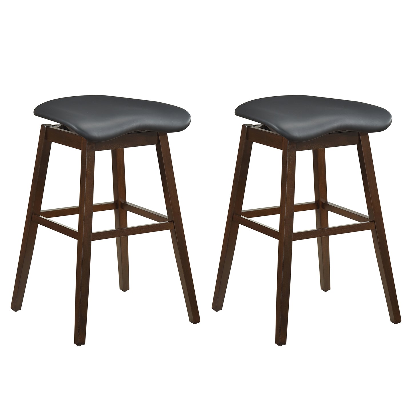 Swivel Bar Stools Set of 2 with Padded Contoured Seat and Footrest, Brown Bar Stools Brown at Gallery Canada