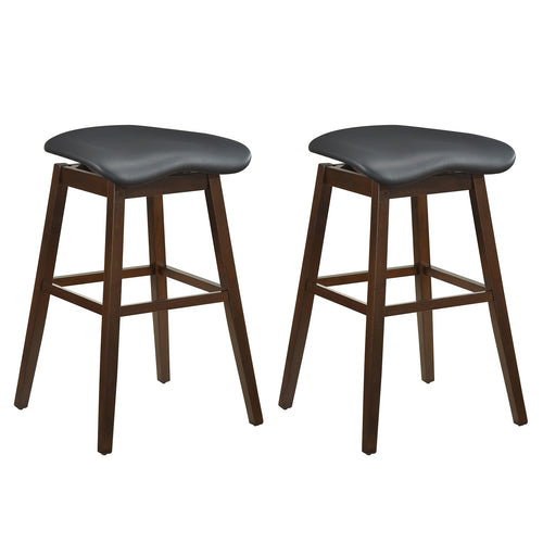 Swivel Bar Stools Set of 2 with Padded Contoured Seat and Footrest, Brown