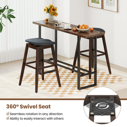 Swivel Bar Stools Set of 2 with Padded Contoured Seat and Footrest, Brown Bar Stools at Gallery Canada