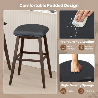 Swivel Bar Stools Set of 2 with Padded Contoured Seat and Footrest, Brown Bar Stools at Gallery Canada