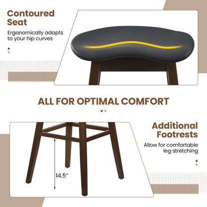 Swivel Bar Stools Set of 2 with Padded Contoured Seat and Footrest, Brown Bar Stools at Gallery Canada