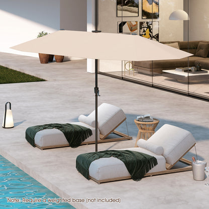 13 FT Large Patio Umbrella with LED Solar Lights and Crank Handle, Beige Outdoor Umbrellas at Gallery Canada