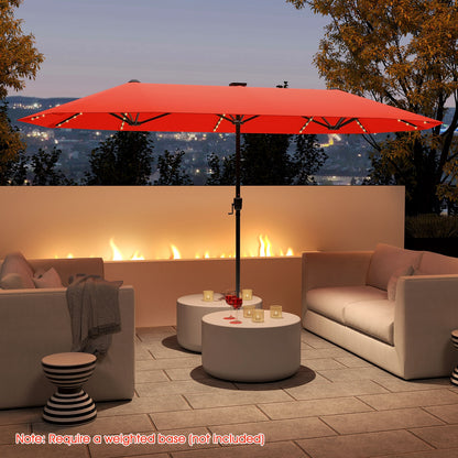 13 FT Large Patio Umbrella with LED Solar Lights and Crank Handle, Orange Outdoor Umbrellas at Gallery Canada