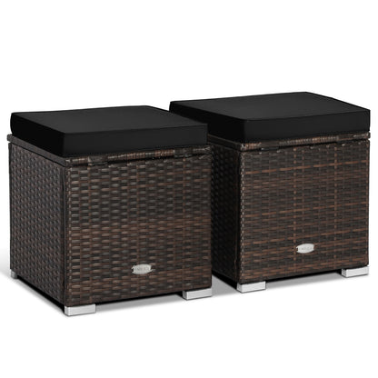 2 Pieces Patio Ottoman with Hidden Storage Space, Black Outdoor Seating & Patio Chairs at Gallery Canada