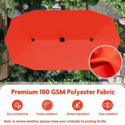 13 FT Large Patio Umbrella with LED Solar Lights and Crank Handle, Orange Outdoor Umbrellas at Gallery Canada