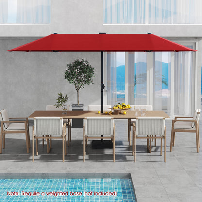 13 FT Large Patio Umbrella with LED Solar Lights and Crank Handle, Red Outdoor Umbrellas at Gallery Canada