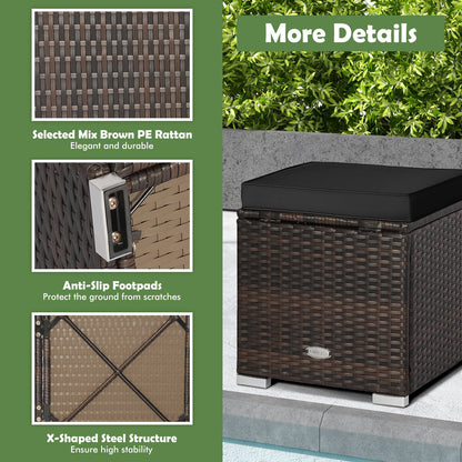 2 Pieces Patio Ottoman with Hidden Storage Space, Black Outdoor Seating & Patio Chairs at Gallery Canada