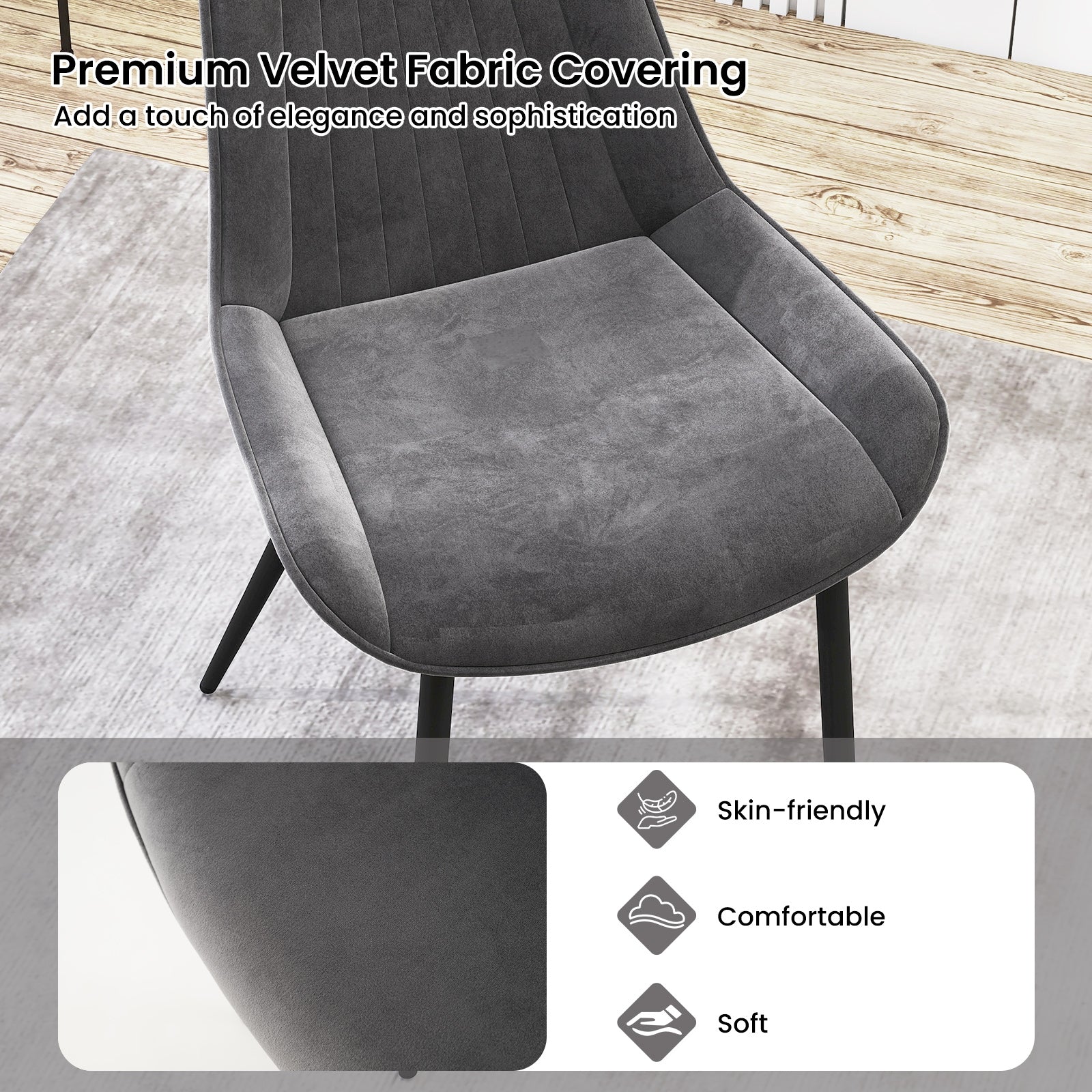 Dining Chair Set of 4 Faux Leather Upholstered Kitchen Chairs with Metal Legs, Gray Dining Chairs at Gallery Canada