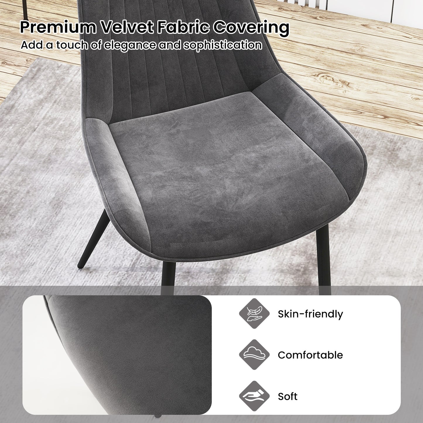 Dining Chair Set of 4 Faux Leather Upholstered Kitchen Chairs with Metal Legs, Gray Dining Chairs at Gallery Canada