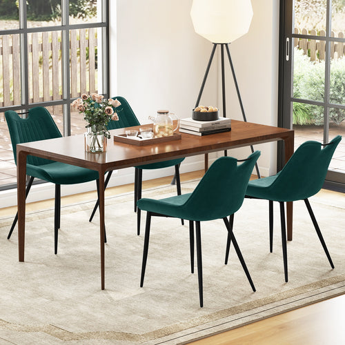 Dining Chair Set of 4 Faux Leather Upholstered Kitchen Chairs with Metal Legs, Turquoise