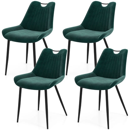 Dining Chair Set of 4 Faux Leather Upholstered Kitchen Chairs with Metal Legs, Turquoise Dining Chairs at Gallery Canada