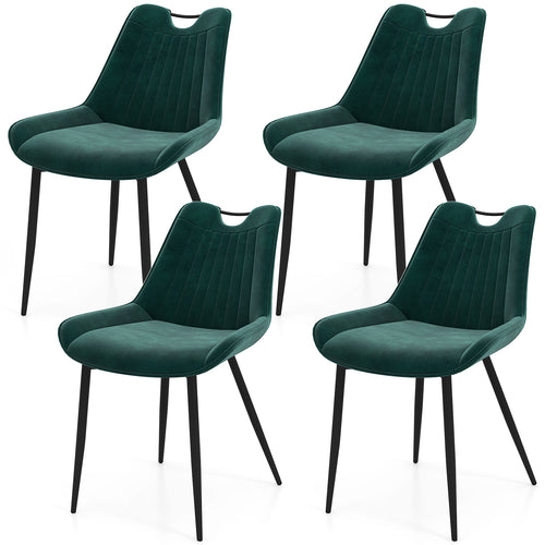 Dining Chair Set of 4 Faux Leather Upholstered Kitchen Chairs with Metal Legs, Turquoise