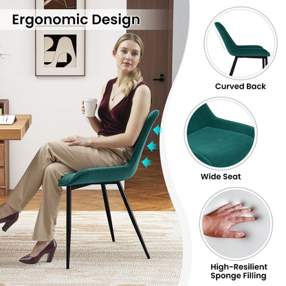 Dining Chair Set of 4 Faux Leather Upholstered Kitchen Chairs with Metal Legs, Turquoise Dining Chairs at Gallery Canada