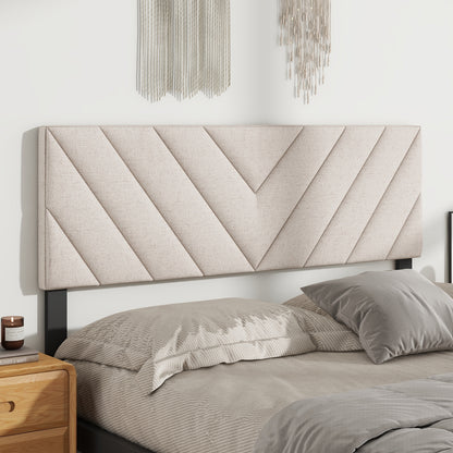 Linen Upholstered Headboard for Full and Queen Size Bed Frames, Beige Headboards at Gallery Canada