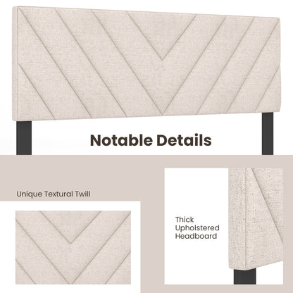 Linen Upholstered Headboard for Full and Queen Size Bed Frames, Beige Headboards at Gallery Canada