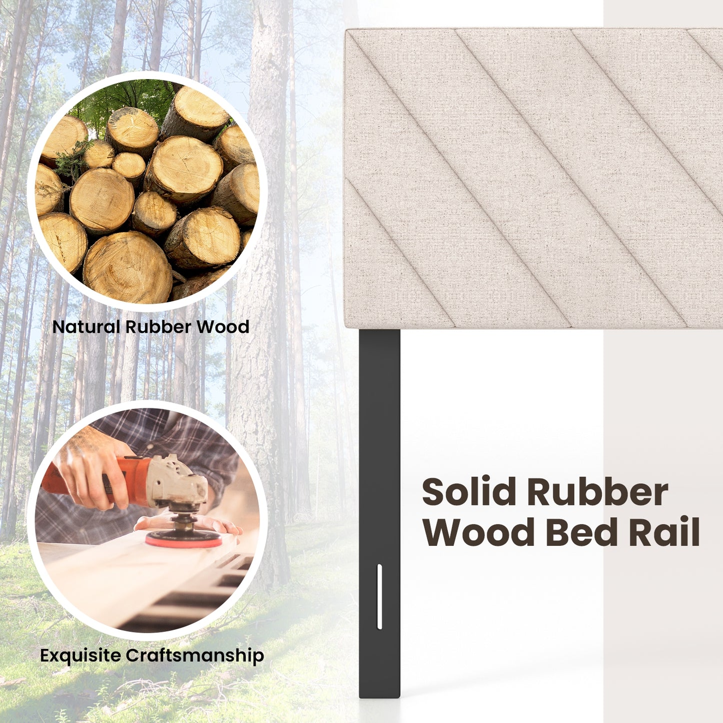 Linen Upholstered Headboard for Full and Queen Size Bed Frames, Beige Headboards at Gallery Canada