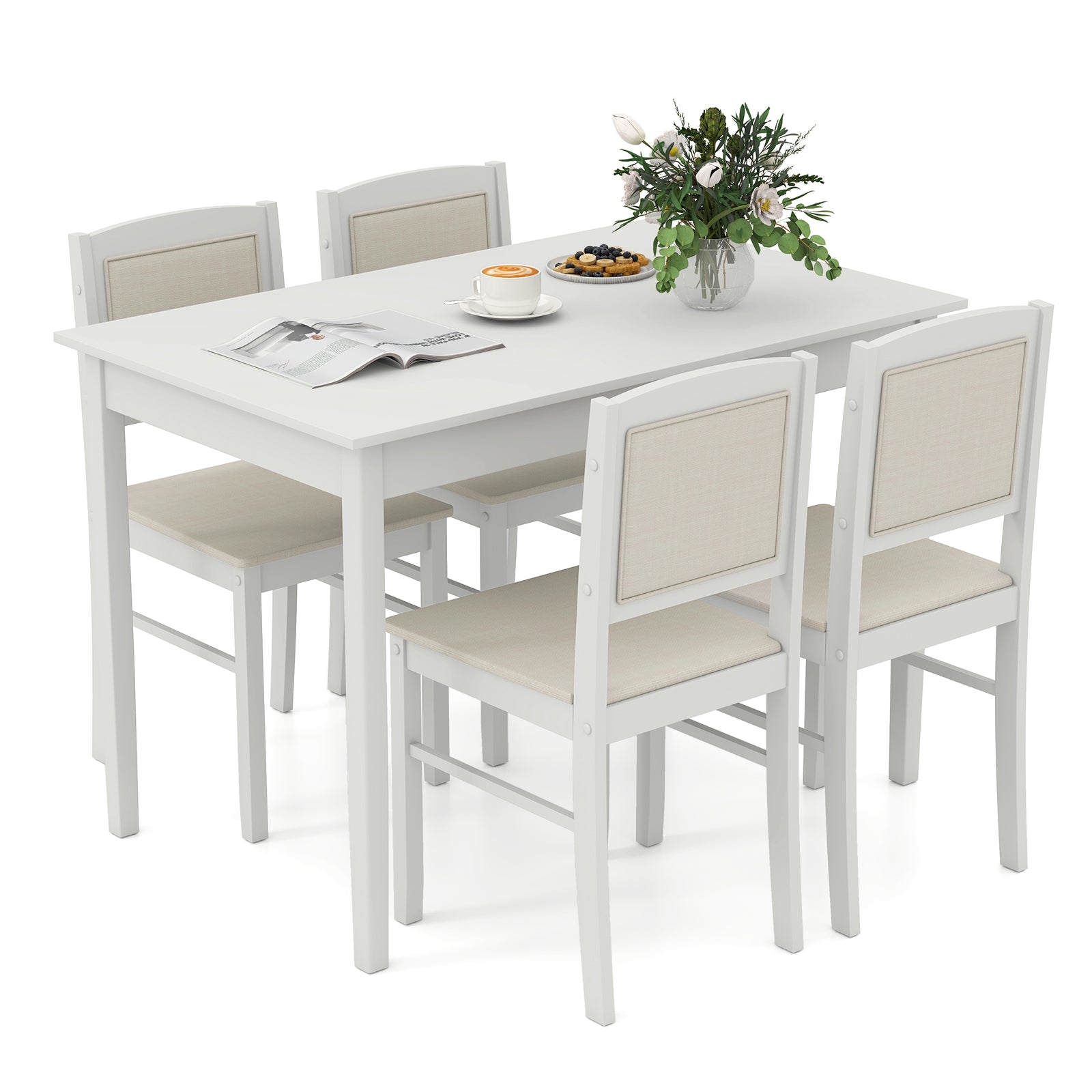 5-Piece Dining Set for 4 with Rubber Wood Legs for Small Dining Room, Beige Dining Room Sets at Gallery Canada