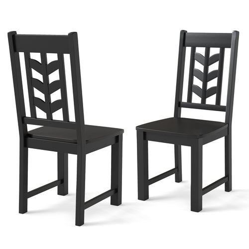 Kitchen Side Dining Chair Set Of 2, Rubber Wood Frame, Black