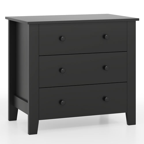 3 Drawer Dresser Chest of Drawers Bedside Table, Black Wood Grain