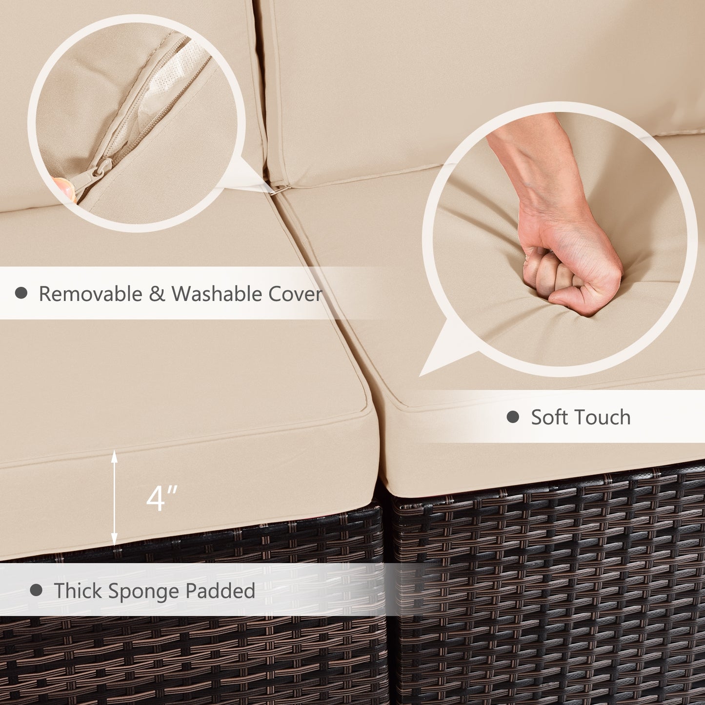 7 Pieces Patio Furniture Set with 35 Inches 50000 BTU Propane Gas Fire Pit Table and Waterproof Cover for Firpit, Beige Patio Dining Sets at Gallery Canada