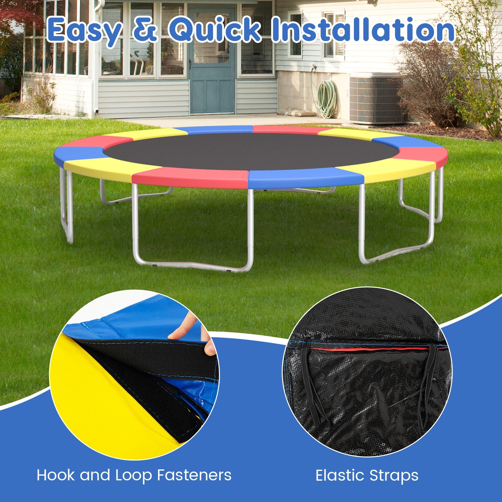 8 Feet Trampoline Pad Replacement Safety Pad with Fixing Straps (Multicolor), Multicolor Trampoline Accessories at Gallery Canada