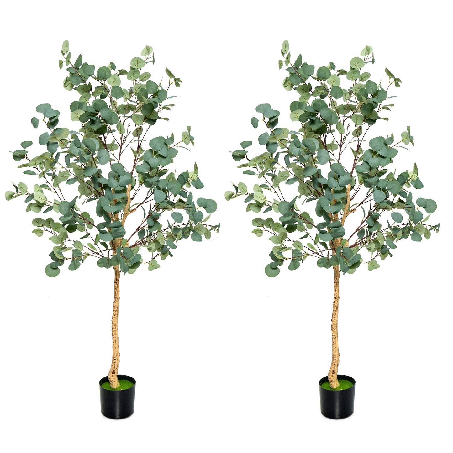 5.5 Feet Artificial Eucalyptus Tree, 517 Silver Dollar Leaves, 2 Piece Faux Plants Options at Gallery Canada