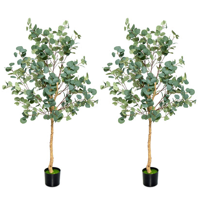 5.5 Feet Artificial Eucalyptus Tree, 517 Silver Dollar Leaves, 2 Piece Faux Plants Options at Gallery Canada