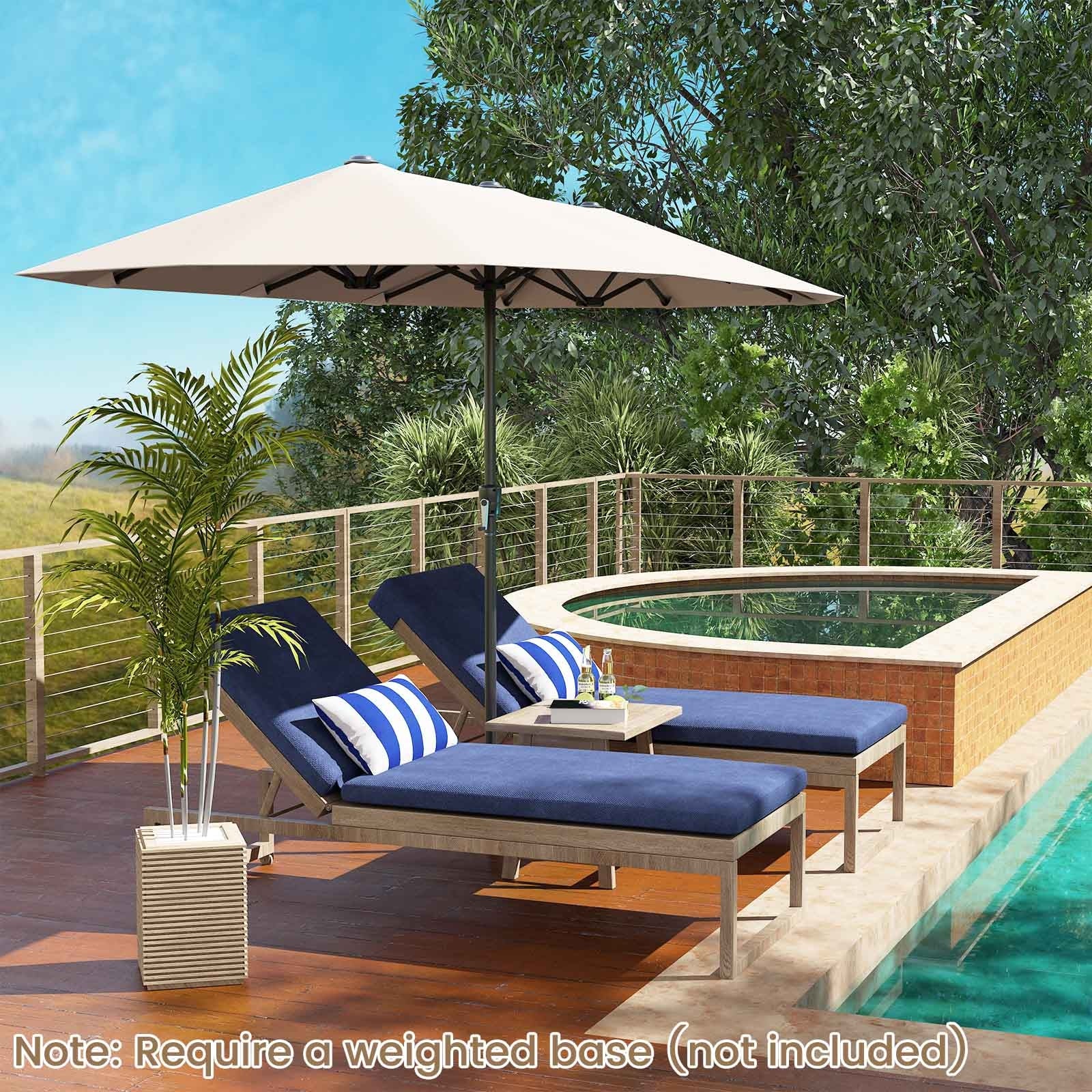 13 FT Large Patio Umbrella, Double-Sided Table Market, Beige Outdoor Umbrellas at Gallery Canada