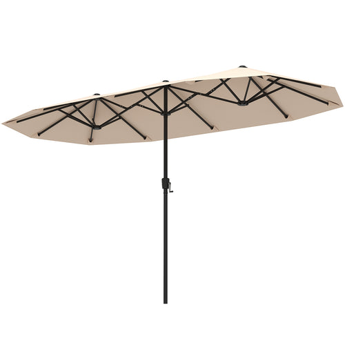 13 FT Large Patio Umbrella, Double-Sided Table Market, Beige