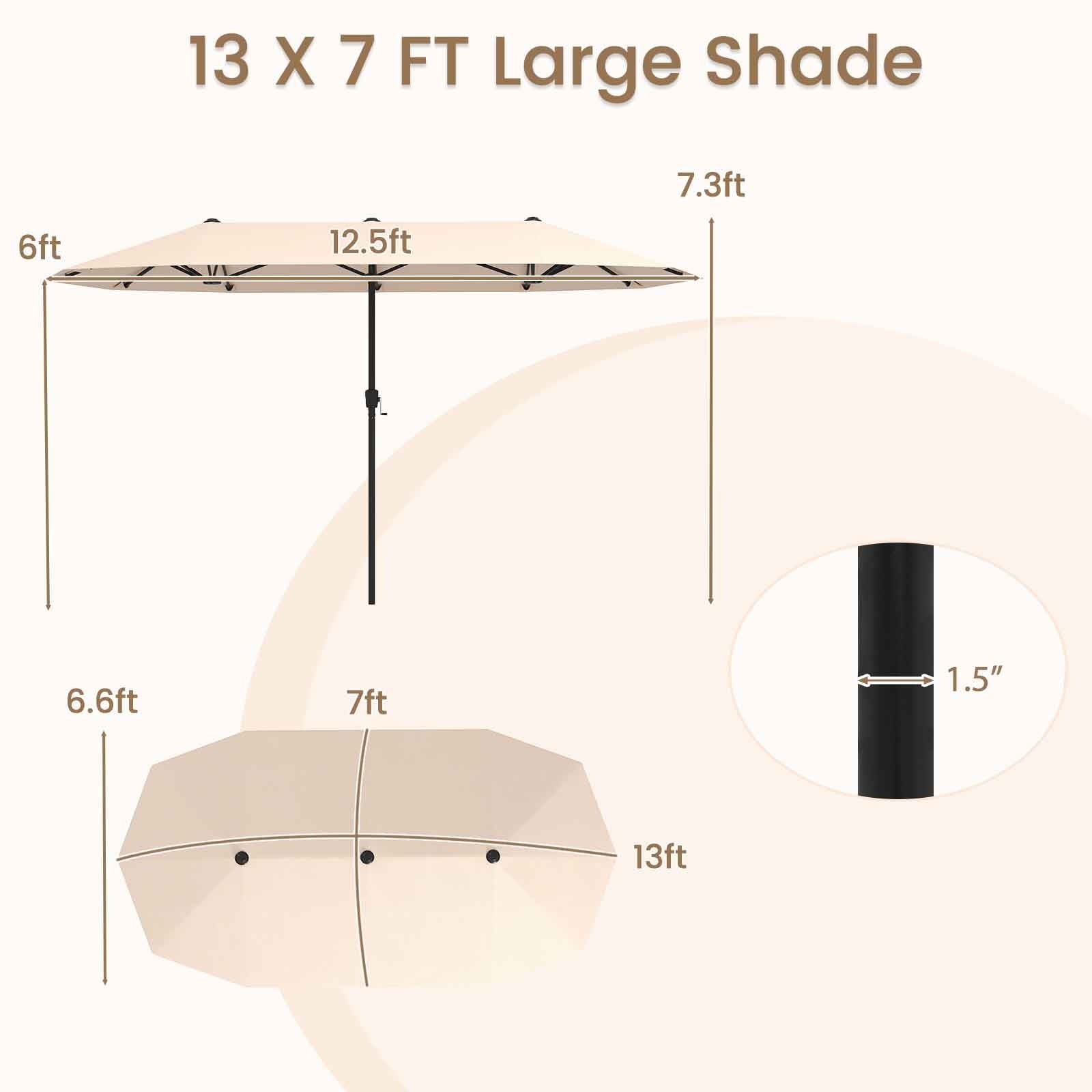13 FT Large Patio Umbrella, Double-Sided Table Market, Beige Outdoor Umbrellas at Gallery Canada