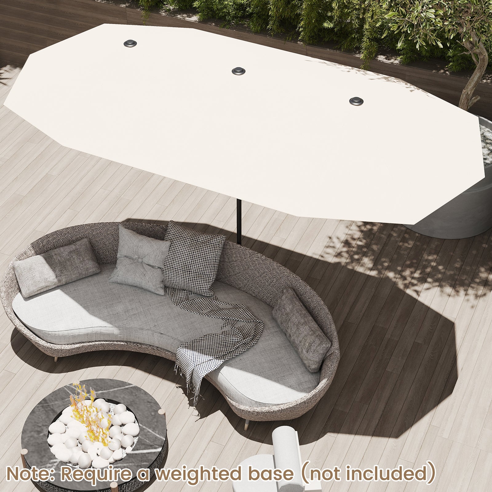 13 FT Large Patio Umbrella, Double-Sided Table Market, Beige Outdoor Umbrellas at Gallery Canada