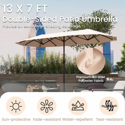 13 FT Large Patio Umbrella, Double-Sided Table Market, Beige Outdoor Umbrellas at Gallery Canada