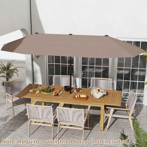 13 FT Large Patio Umbrella Outdoor Double-Sided Table Market Umbrella with Crank Handle, Coffee