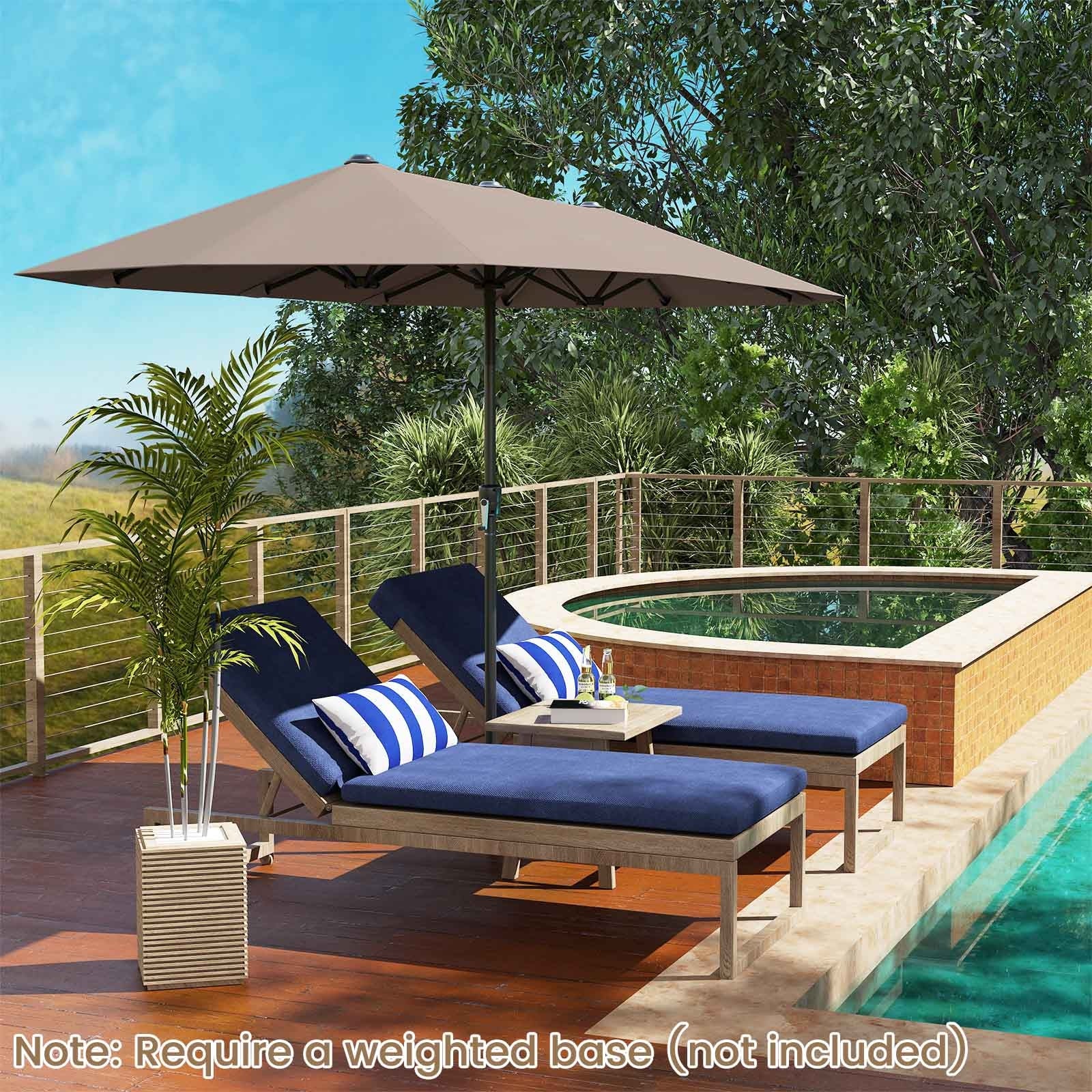 13 FT Large Patio Umbrella Outdoor Double-Sided Table Market Umbrella with Crank Handle, Coffee Outdoor Umbrellas at Gallery Canada