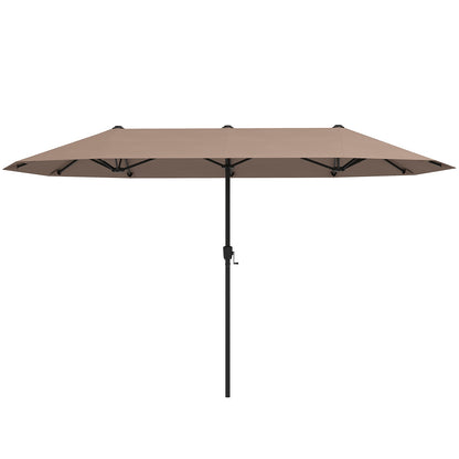 13 FT Large Patio Umbrella Outdoor Double-Sided Table Market Umbrella with Crank Handle, Coffee Outdoor Umbrellas at Gallery Canada