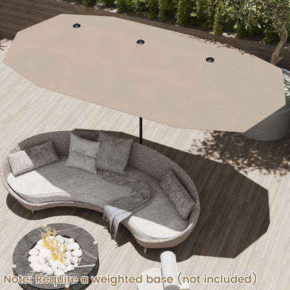 13 FT Large Patio Umbrella Outdoor Double-Sided Table Market Umbrella with Crank Handle, Coffee Outdoor Umbrellas at Gallery Canada