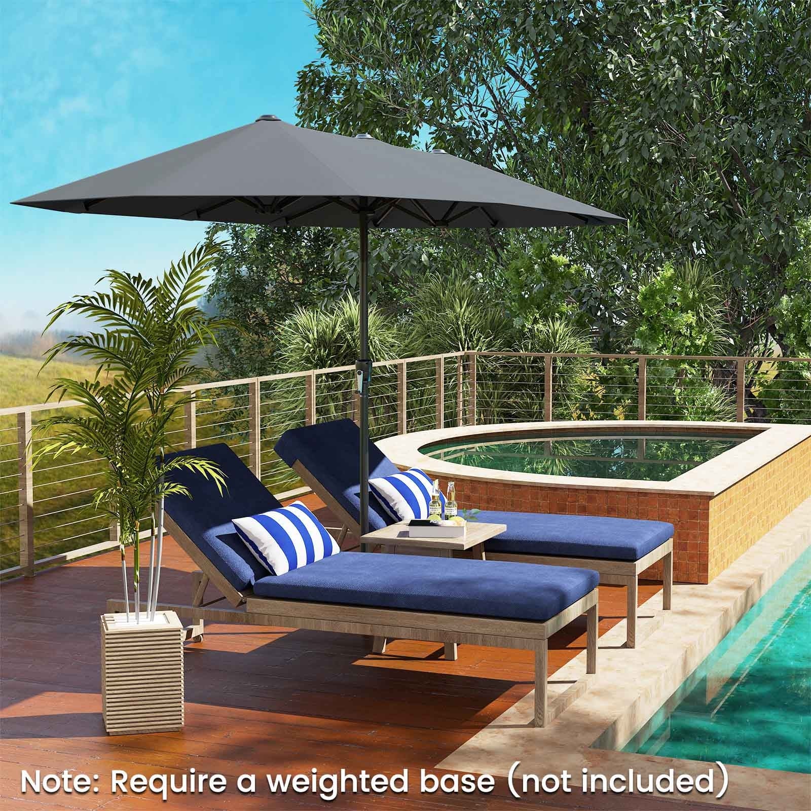 13 FT Large Patio Umbrella, Crank Handle, Gray Outdoor Umbrellas at Gallery Canada