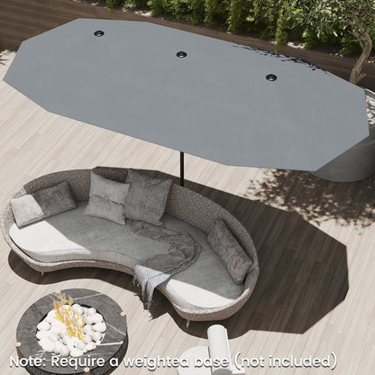 13 FT Large Patio Umbrella, Crank Handle, Gray Outdoor Umbrellas at Gallery Canada