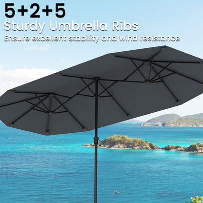 13 FT Large Patio Umbrella, Crank Handle, Gray Outdoor Umbrellas at Gallery Canada